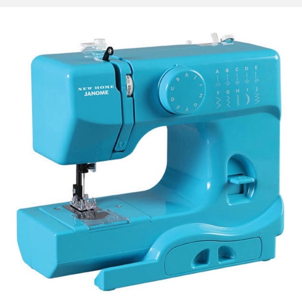 Janome New Home Model 525B Mini Sewing Machine Works! W/Box, Extras Turbo Teal